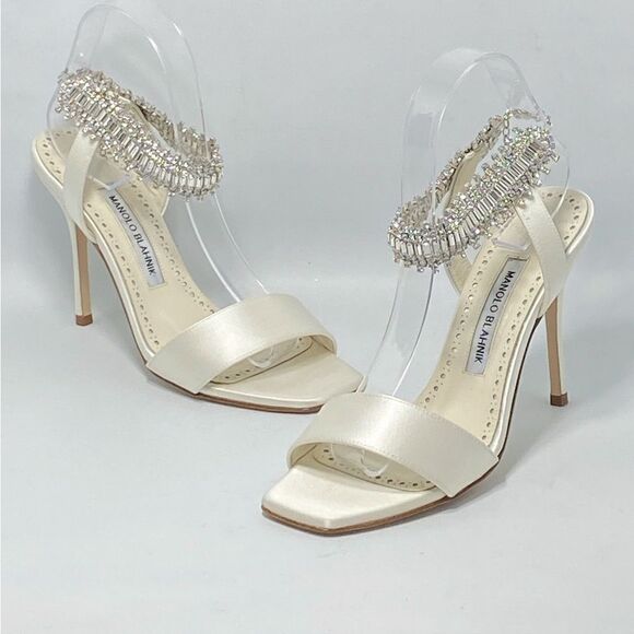Manolo Blahnik Parinasan 105 Embellished Sandals size 37 - Picture 1 of 12
